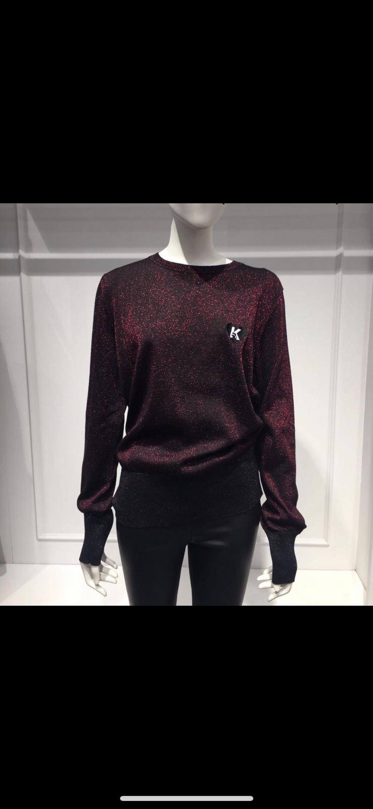 KARL LAGERFELD KARDS LUREX SWEATER 20WW2007 - RUMBA RED - SIZE S