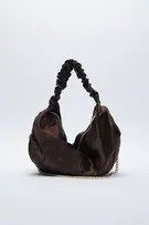 ZARA SATIN TOTE BAG - BROWN - MEDIUM