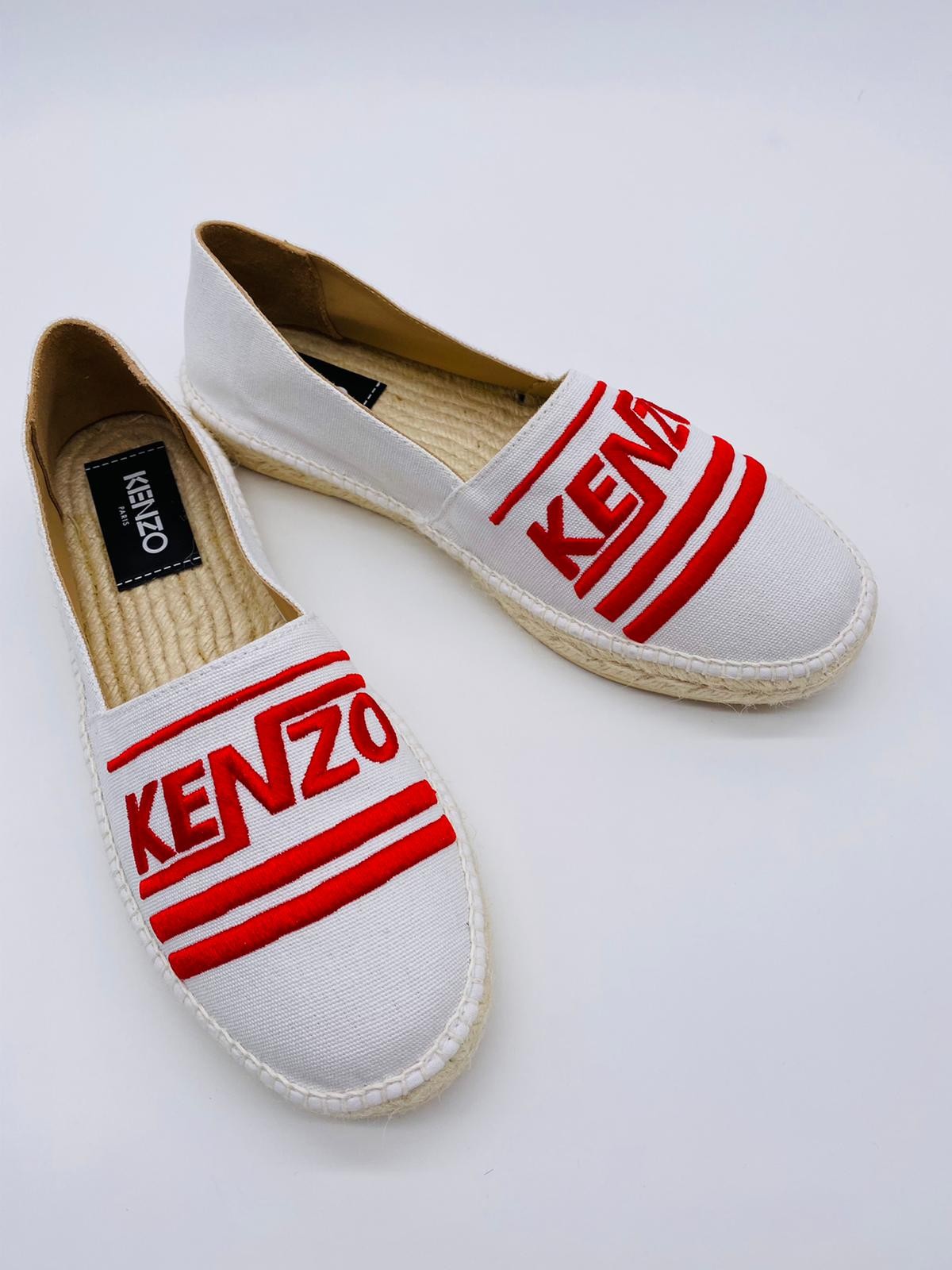 AzuraMart KENZO ESPADRILLE CLASSIC LOGO F855ES180F7601 WHITE