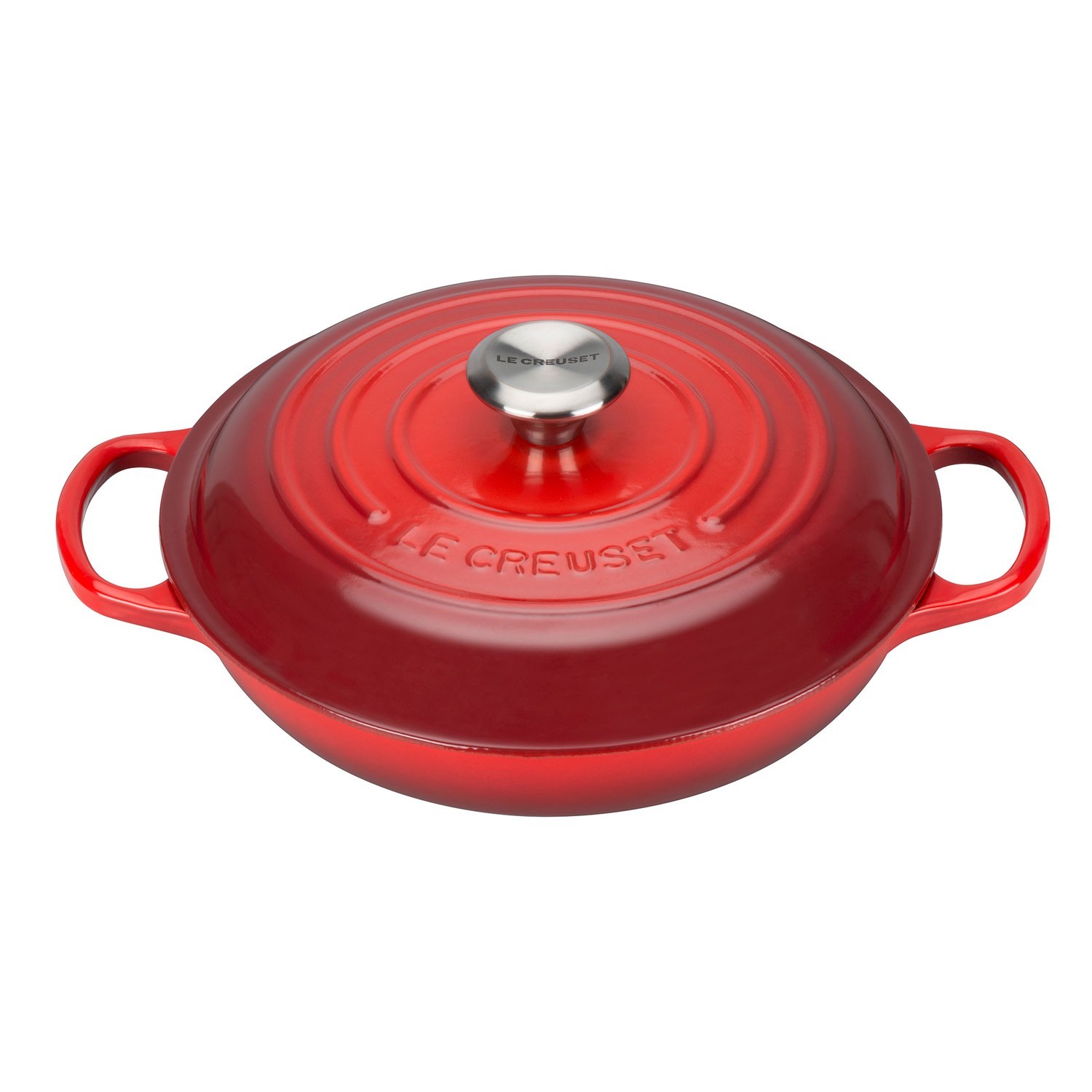 LE CREUSET SIGNATURE SHALLOW CASSEROLE - Cerise - 22cm