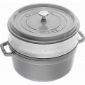 STAUB ROUND COCOTTE WITH STEAMER GRADE A - Graphite Grey - 26 CM