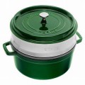 STAUB ROUND COCOTTE WITH STEAMER - Basil - 26 CM