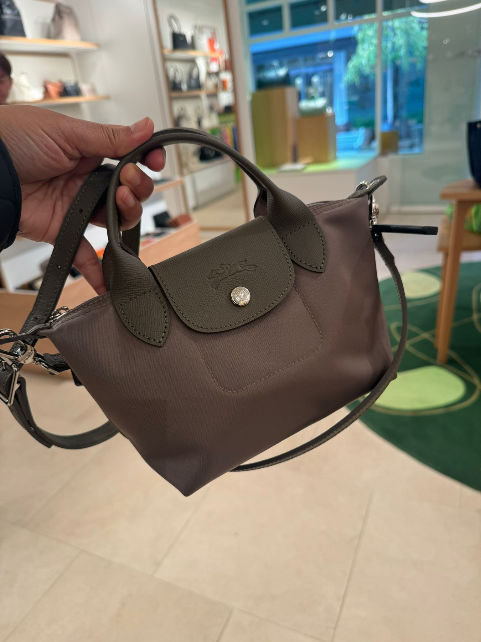 Longchamp Le Pliage Neo Top Handle Bag W/long Strap - Taupe - L1500598OB215