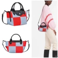 Longchamp Li Pliage Neo Top Handle Bag W/long Strap - Sky Blue/Red - L1500HDCH90 / Mini with long strap