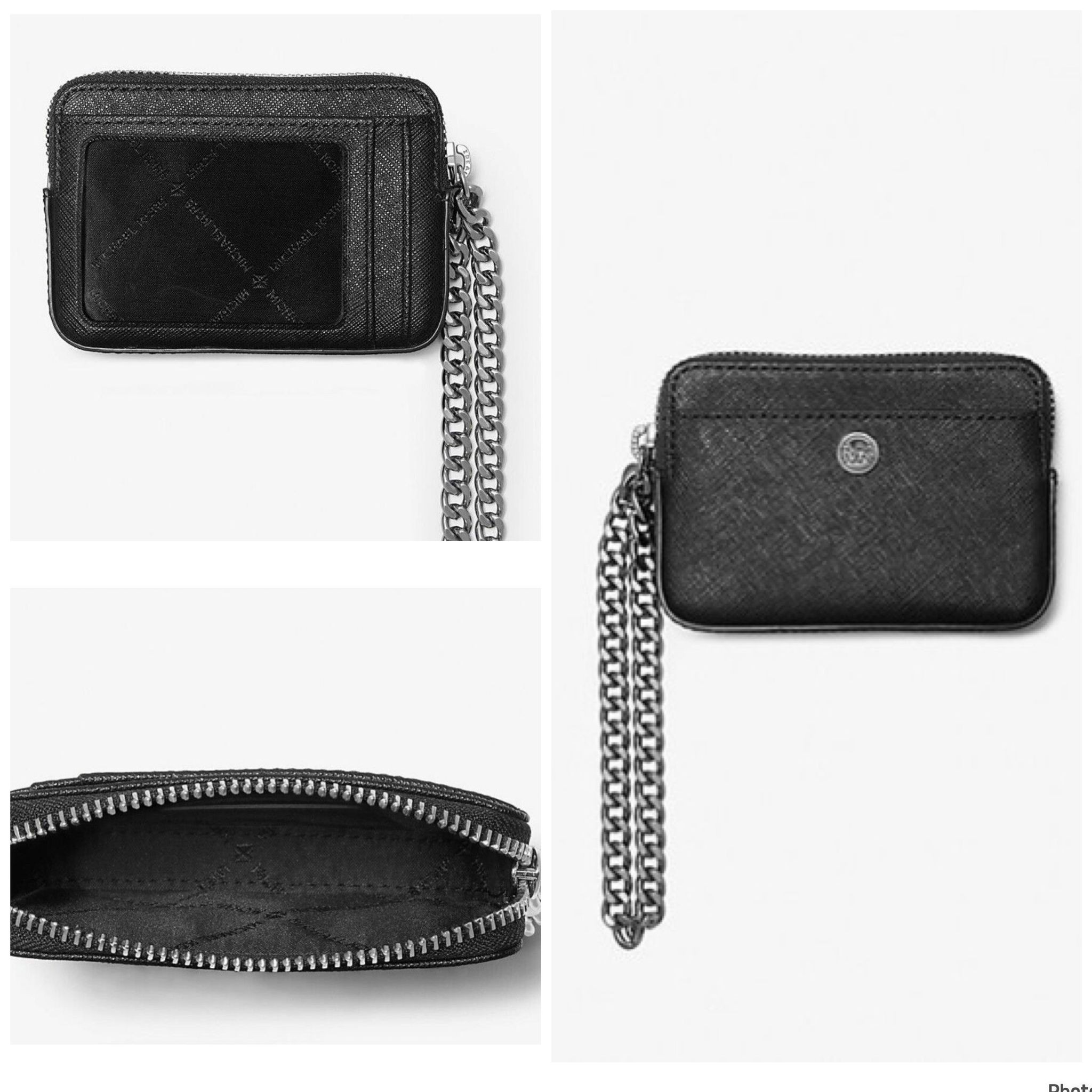 Michael Kors Card Case/wallet with chain wristlet strap - Black - 35R3STVD6L / 11.5 X 8 X 2 CM