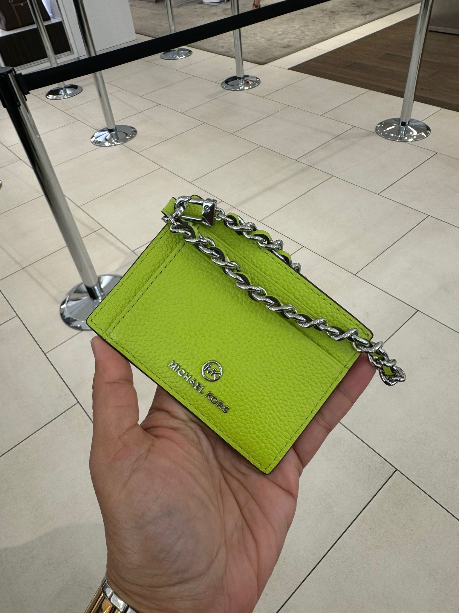 Michael Kors Card Case with chain - Brt Lime - 34S3ST9D5L