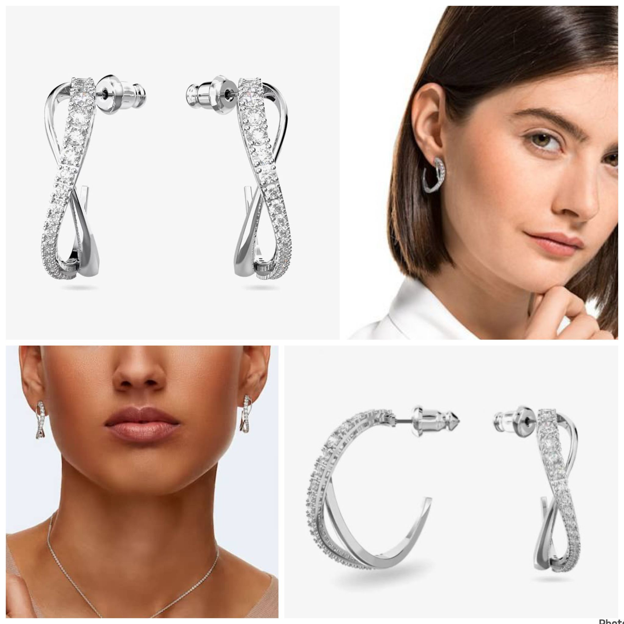 Swarovski Twist Hoop Earring - Czwh/rhs - 5563908