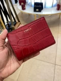 Furla Croco Bi-Fold Wallet/Zip - Cabernet - Small