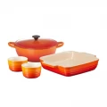 LE CREUSET CAST IRON AND STONEWARE MIXED SET - Volcanic - SET OF 4