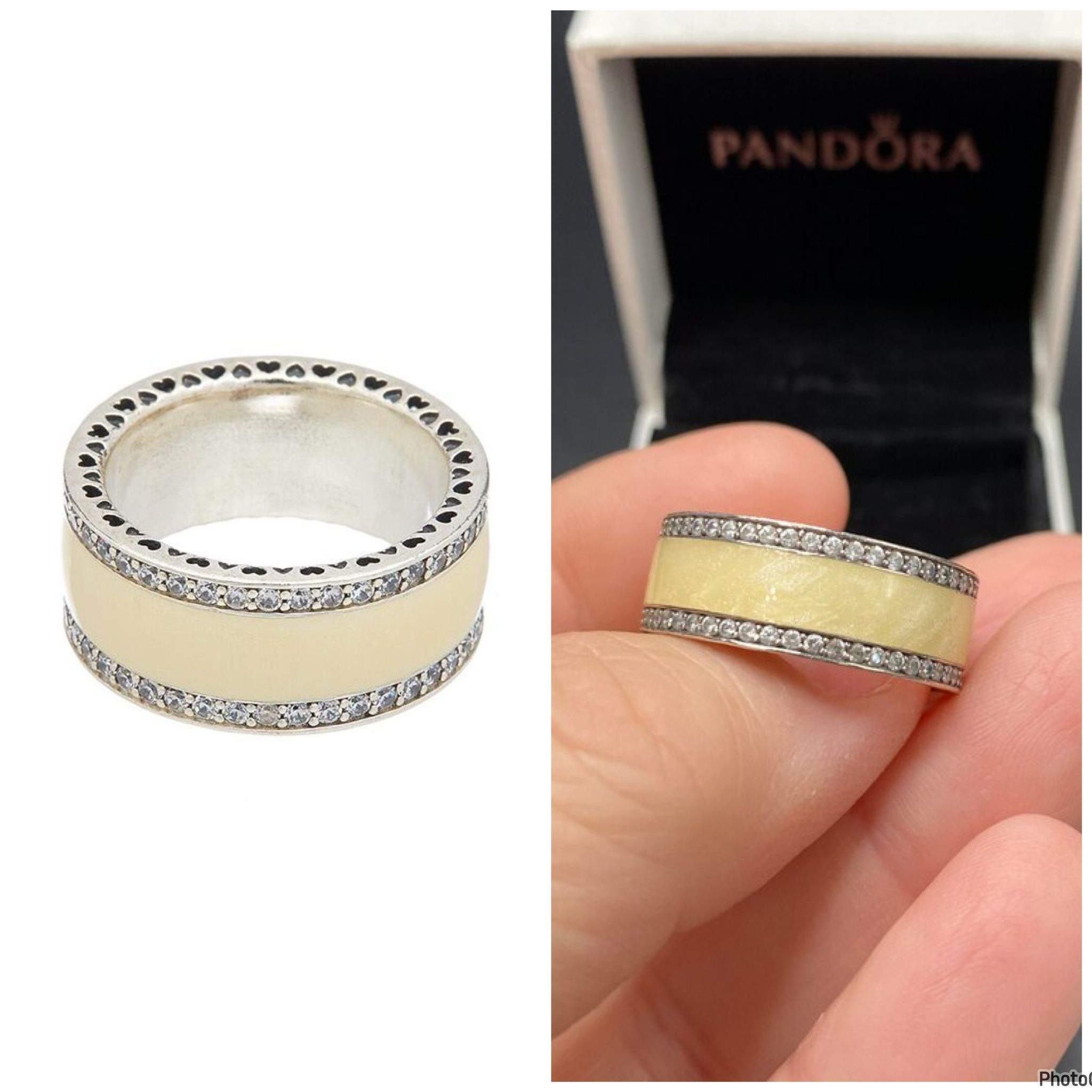 Pandora Ring - Pearlescent Hearts of PANDORA Band - 191024EN23 / Size 50