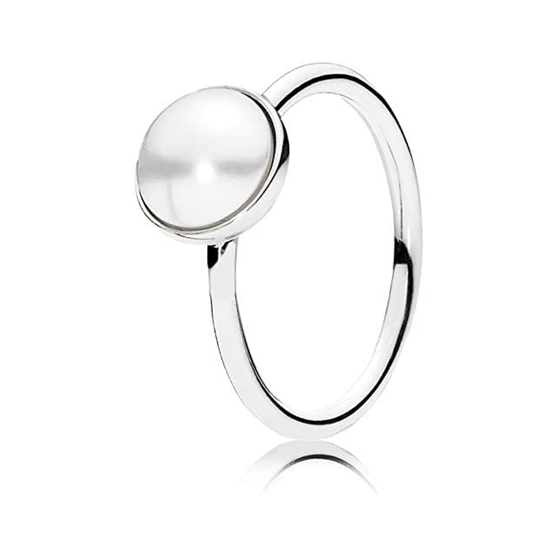 PANDORA DROPLET RING - WHITE ROUND - SIZE 54