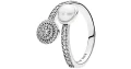 PANDORA RING - SILVER - SIZE 50 /  PAVE & WHITE LACQUERED PEARL OPEN 191044CZ