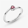 Pandora Ring - Red Tilted  Heart Solitaire 199267C01 - Size 48