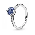 Pandora Ring - Blue Sparkling Crown Solitaire - Size 58