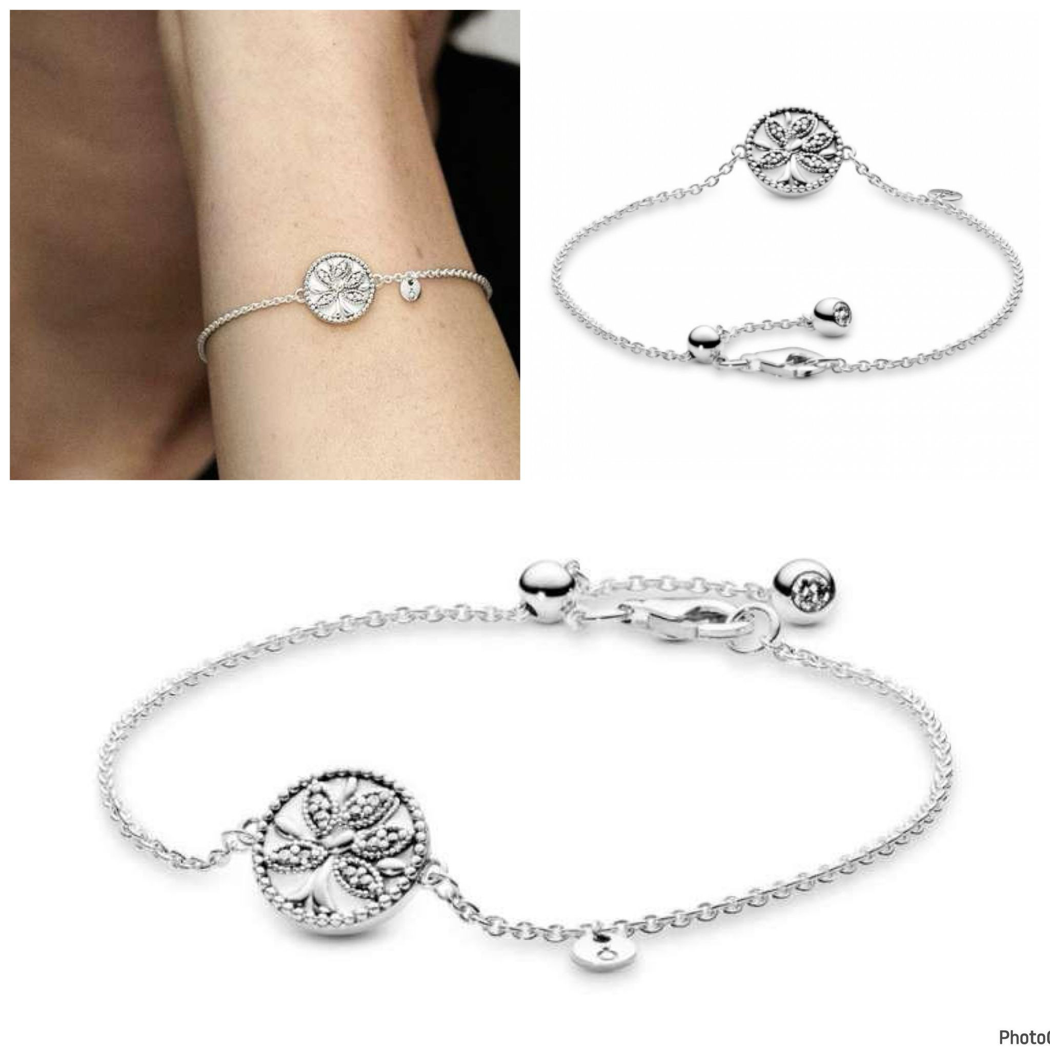 Pandora Sparkling Family Tree Slider Bracelet - Silver - 597776CZ / 18 CM/ adjustable