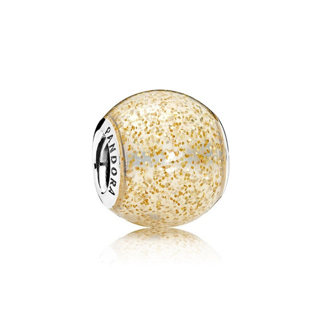 Pandora Charm - glitter golden ball - One Size