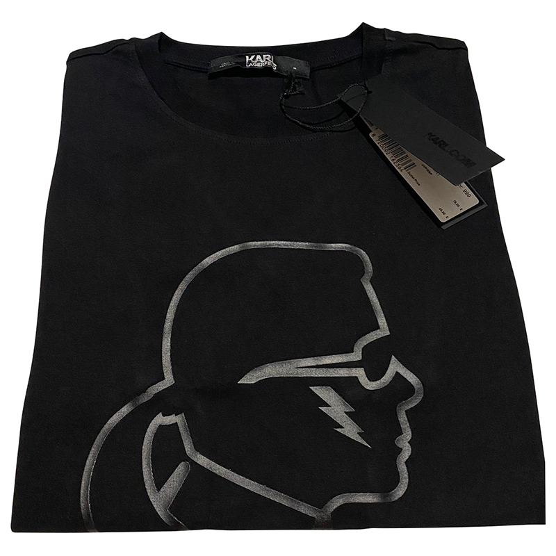 KARL LAGERFELD KAMEO EMBOSSED T- SHIRT - BLACK - SIZE M - 203W1717