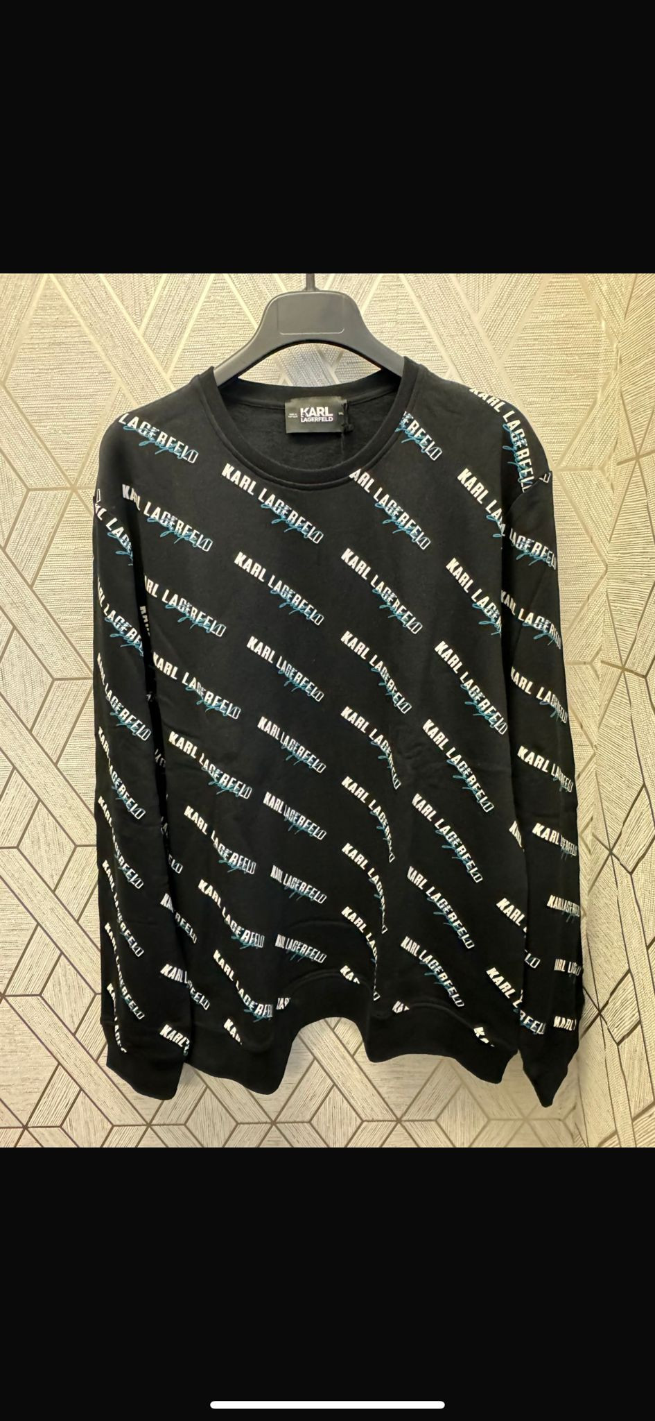 Karl Lagerfeld Signature Relaxed Men  Sweatshirt - 23WM1829/Black - Size Xs