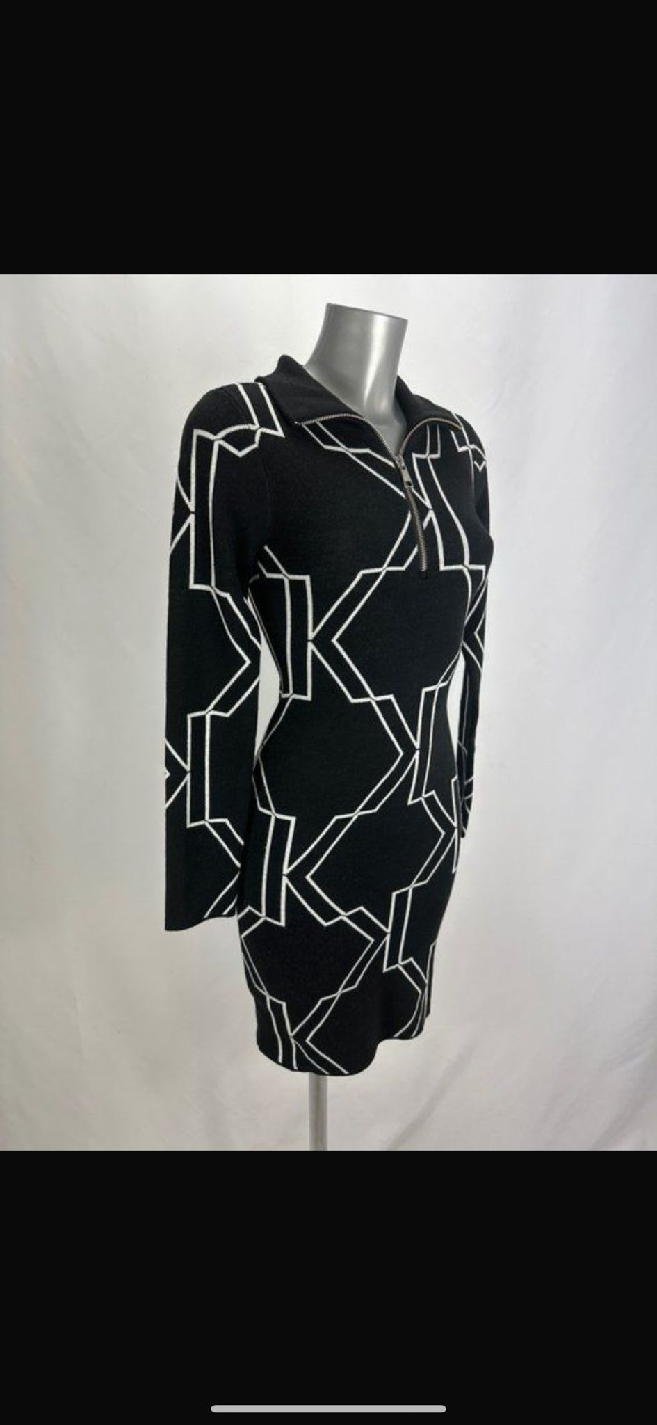 Karl Lagerfeld Big Monogram Fitted Zip Dress - 24SW1330/Black - Size S