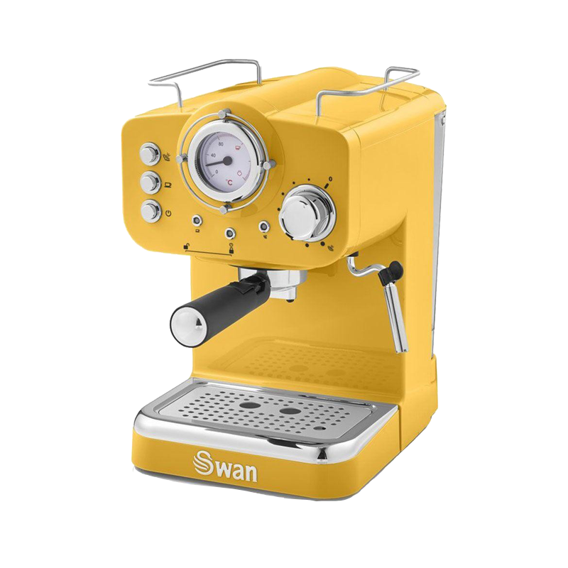 SWAN RETRO PUMP 1100W  ESPRESSO COFFEE MACHINE SK22110YELN - YELLOW - H32 X W20 X D28.5CM