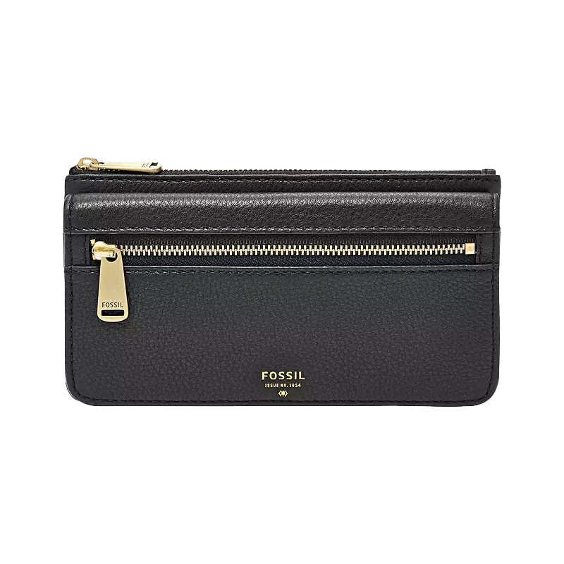 Fossil Preston Flap Leather Clutch Purse Black SL7347001