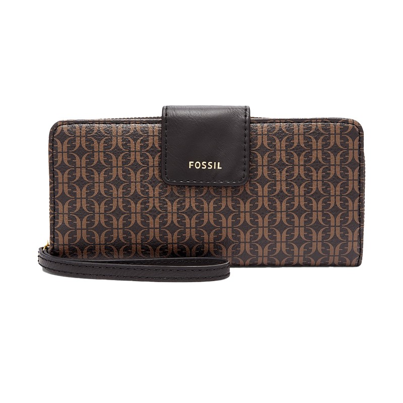 Fossil Madison Zip Clutch Black/ Brown SWL2245015