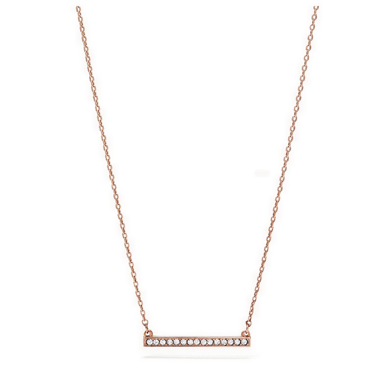 Fossil Necklace - Bar Rose Gold-Tone Brass - JOA00112791
