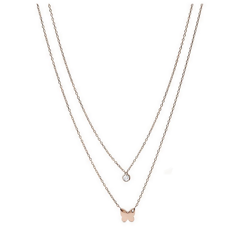 Fossil Necklace - Rose Gold-Tone Stainless Steel Convertible - JOF00564791
