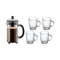 BODUM Chambord 8 French Press Coffee Maker 1.0 l, 34 oz and 4 mugs - Chrome