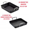 LE CREUSET TNS 2 PCS SET RIBBED SQUARE GRILL 28CM & ROASTER 35 CM - Black