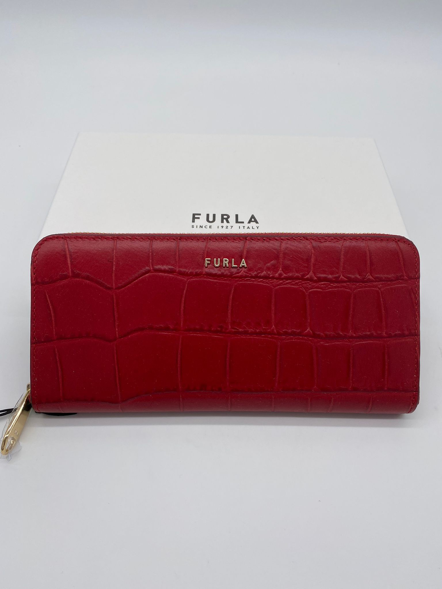 Furla Croco XL Zip Around - Cabernet - Long