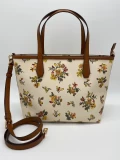 Tory Burch Kerrington Tote Bag Small Rose Floral in Coated Canvas - US
