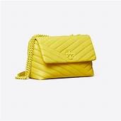 Tory Burch Kira Chevron Poweder Coated Convertible Shoulder/ Crossbody - Calendula / Yellow - Small 82285