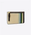 Tory Burch Perry Color Block Top Zip Card Case - Bluewood/BUttermilk/Arugula - One Size