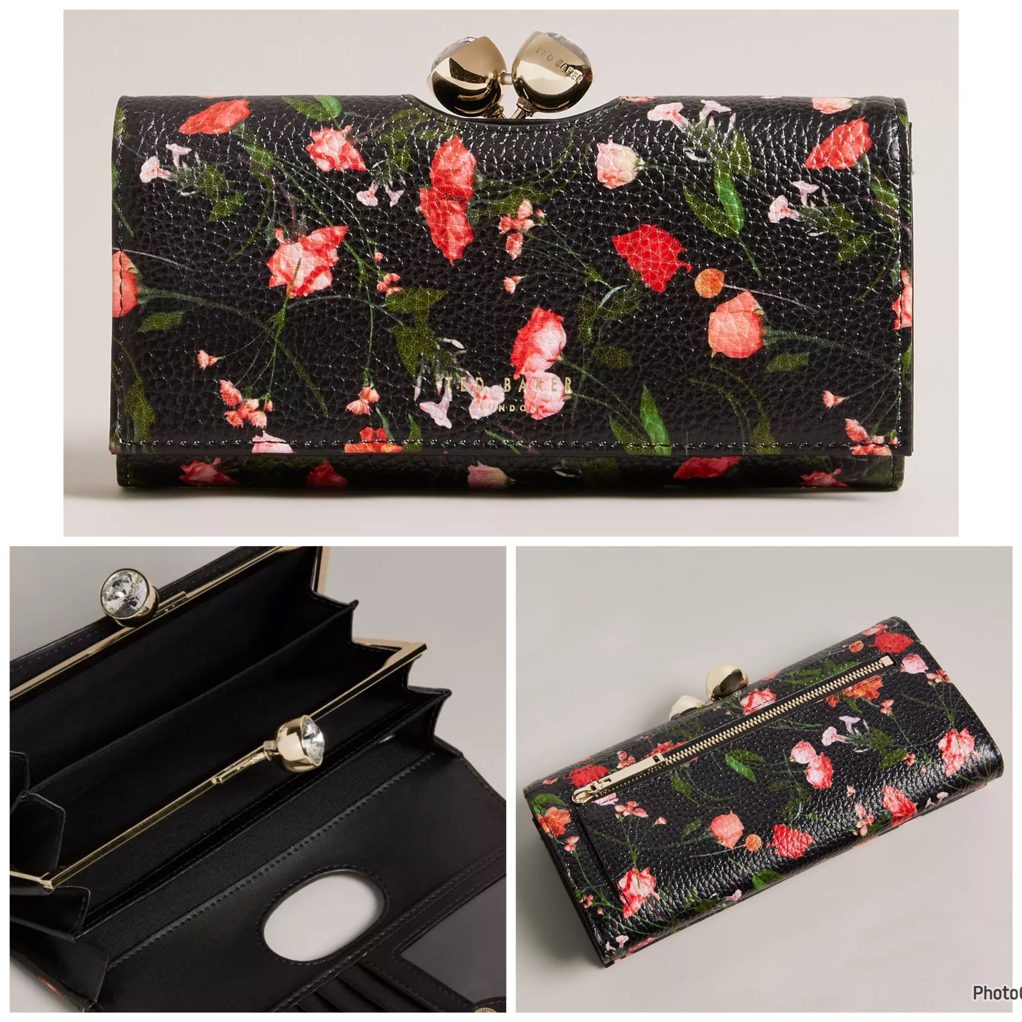 Ted Baker Floral Print Bobble Purse - Otiline/Black - 275035