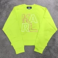 Karl Lagerfeld Crop Block Logo Sweatshirt 21FW180 - Lime - Size M