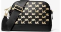 Michael Kors Jet Set Embellished Faux Leather Dome Crossbody Bag - Black - Large