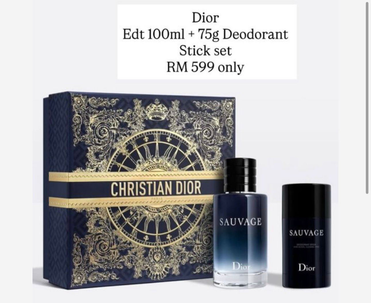 Dior Set - Edt + Deodorant set - 100ml/75g