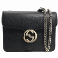 Gucci Interlocking G Chain Crossbody - Black - Small