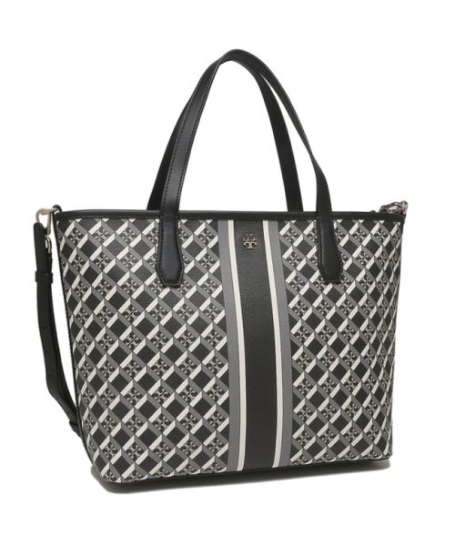 Tory Burch Geo Logo Tote - Black Geo Logo With Stripe - Small 89763