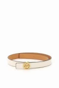 Tory Burch 1'' Reversable Belt - Gardenia/Ooy Pink/Gold - Size L
