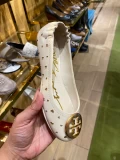 Tory Burch Minnie Travel Ballet Shoe - New Cream/Gold - Size Us 7