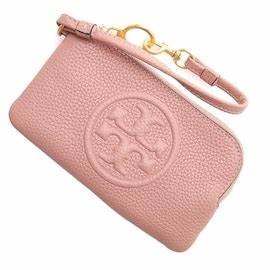 TORY BURCH PERRY BOMBE TOP ZIP CARD CASE - PINK MOON - ONE SIZE