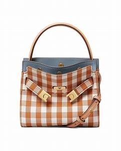 Tory Burch Lee Radziwill Top Handle with long strap - Ochre Gingham - Petite 81105