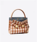 Tory Burch Lee Radziwill Top Handle with long strap - Ochre Gingham - Petite 81105