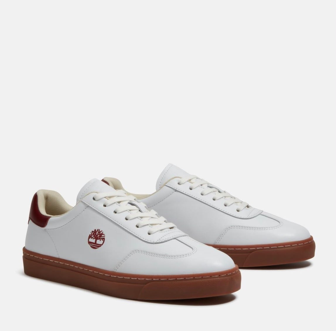 Timberland Sneaker - Lisbon Low Lace Sneaker / TB0A2PE5AFW1M / White Full Grain With DK Red - 5.5M / UK5 / 24CM / EUR 38