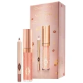 CHARLOTTE TILBURY GLOSSY NUDE PINK LIP DUO  - LIP CHEAT ICONIC NUDE / COLLAGEN LIP BATH PILLOW TALK - MINI SET