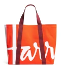 Harrods Contemp Logo Large Tote  - Orange / Berry - H39cm x W45cm x D19cm
