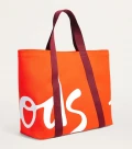 Harrods Contemp Logo Large Tote  - Orange / Berry - H39cm x W45cm x D19cm