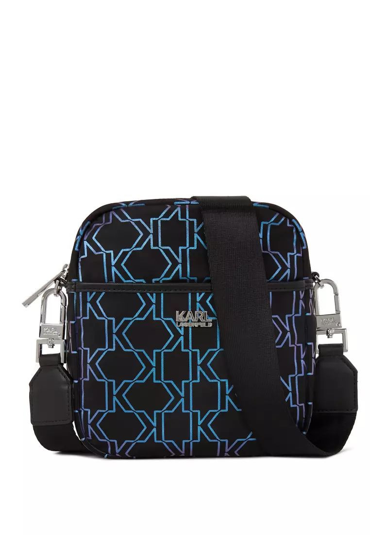 Karl Lagerfeld Men's Festive Crossbody - Black Multi - 23WM3020 / 20 X 17 X 5 CM